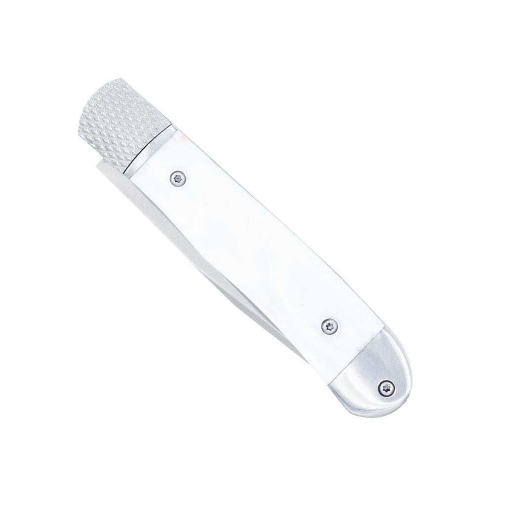【新品】CAF-90H White Abalone Trapper Hidden Release White Abalone with 154CM | CobraTec Knives